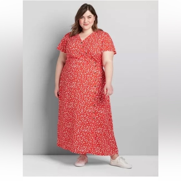 New Lane Bryant Size 20 Asymmetrical Button-Front Midi Dress Floral - Picture 1 of 9